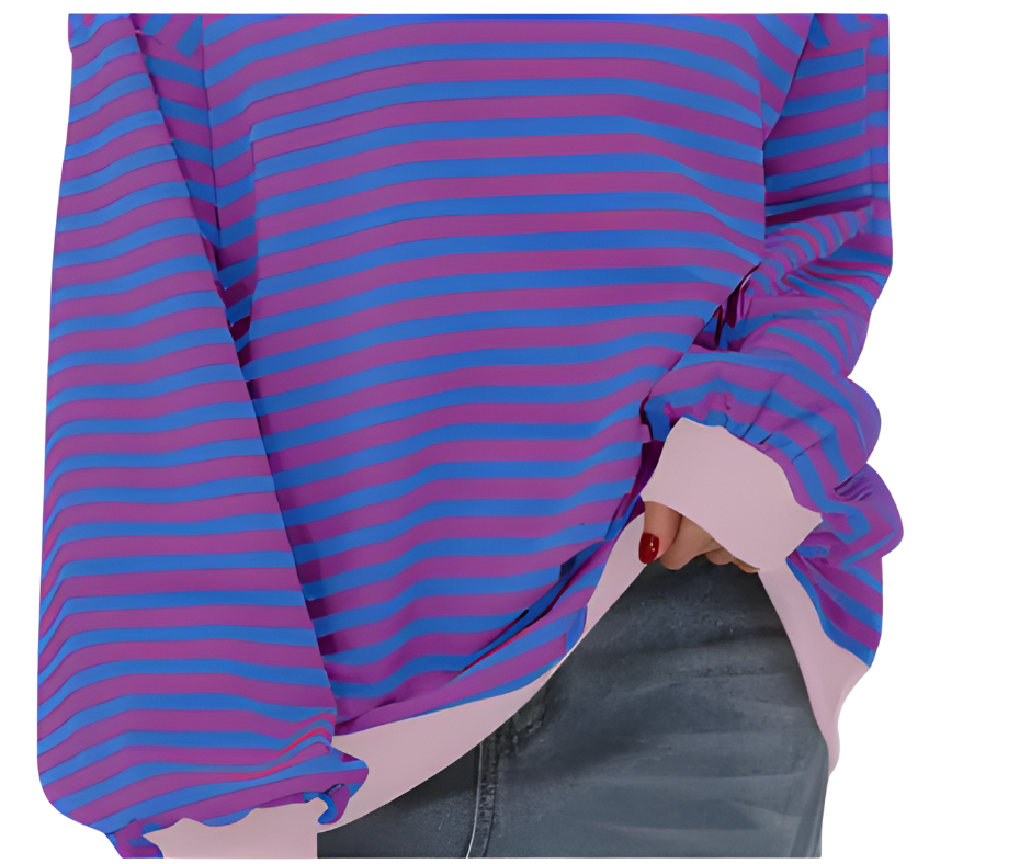 Womens Loose Striped Pullover Sweater