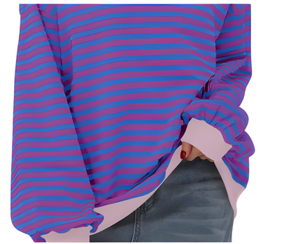 Womens Loose Striped Pullover Sweater