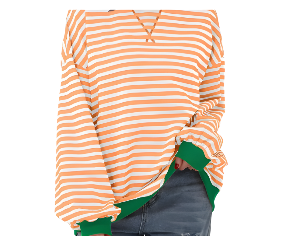 Womens Loose Striped Pullover Sweater