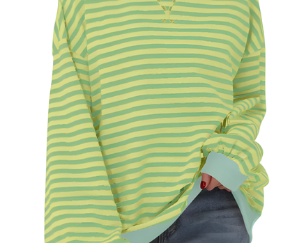 Womens Loose Striped Pullover Sweater
