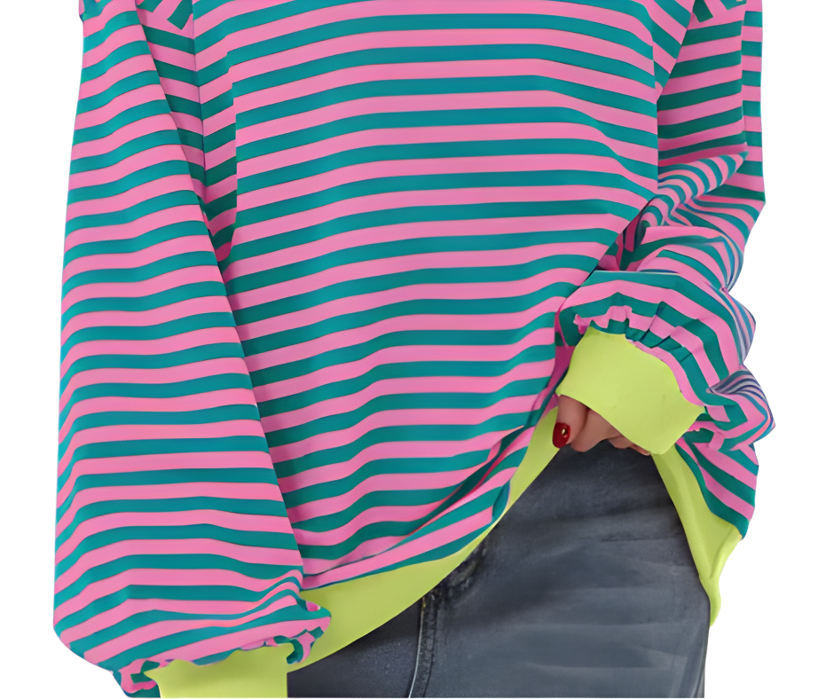 Womens Loose Striped Pullover Sweater