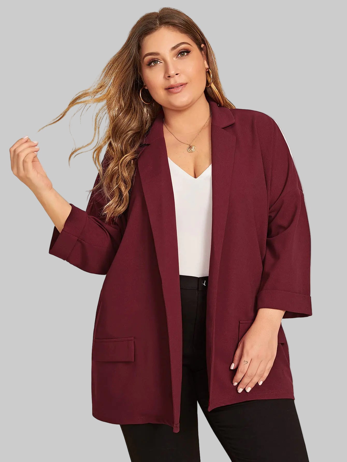 Womens Plus Size Long Sleeve Blazer