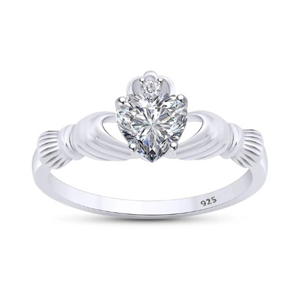 White Heart Cubic Ring