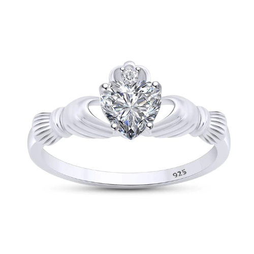 White Heart Cubic Ring