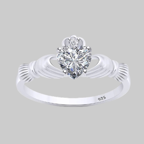 White Heart Cubic Ring