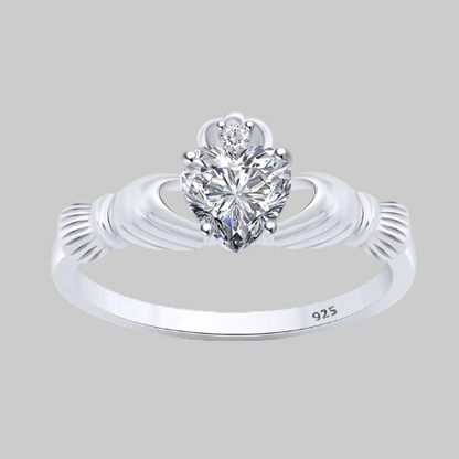 White Heart Cubic Ring