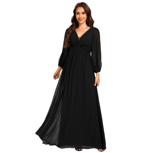 V-Neck Long Sleeve Womens Dress
