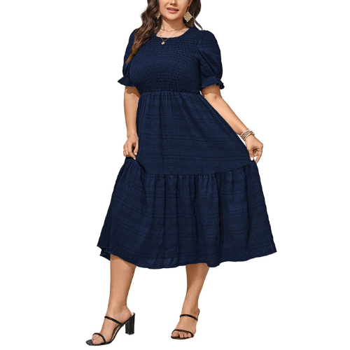 Womens Plus Size Puff Summer Dress