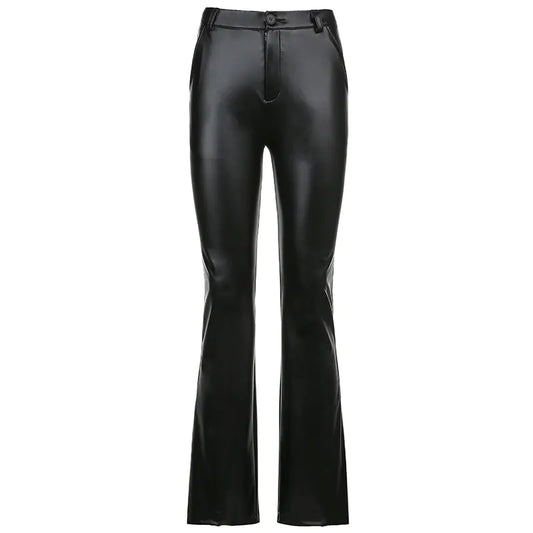 Chic Street Wide-Leg Leather Pants