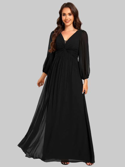 V-Neck Long Sleeve Womens Dress