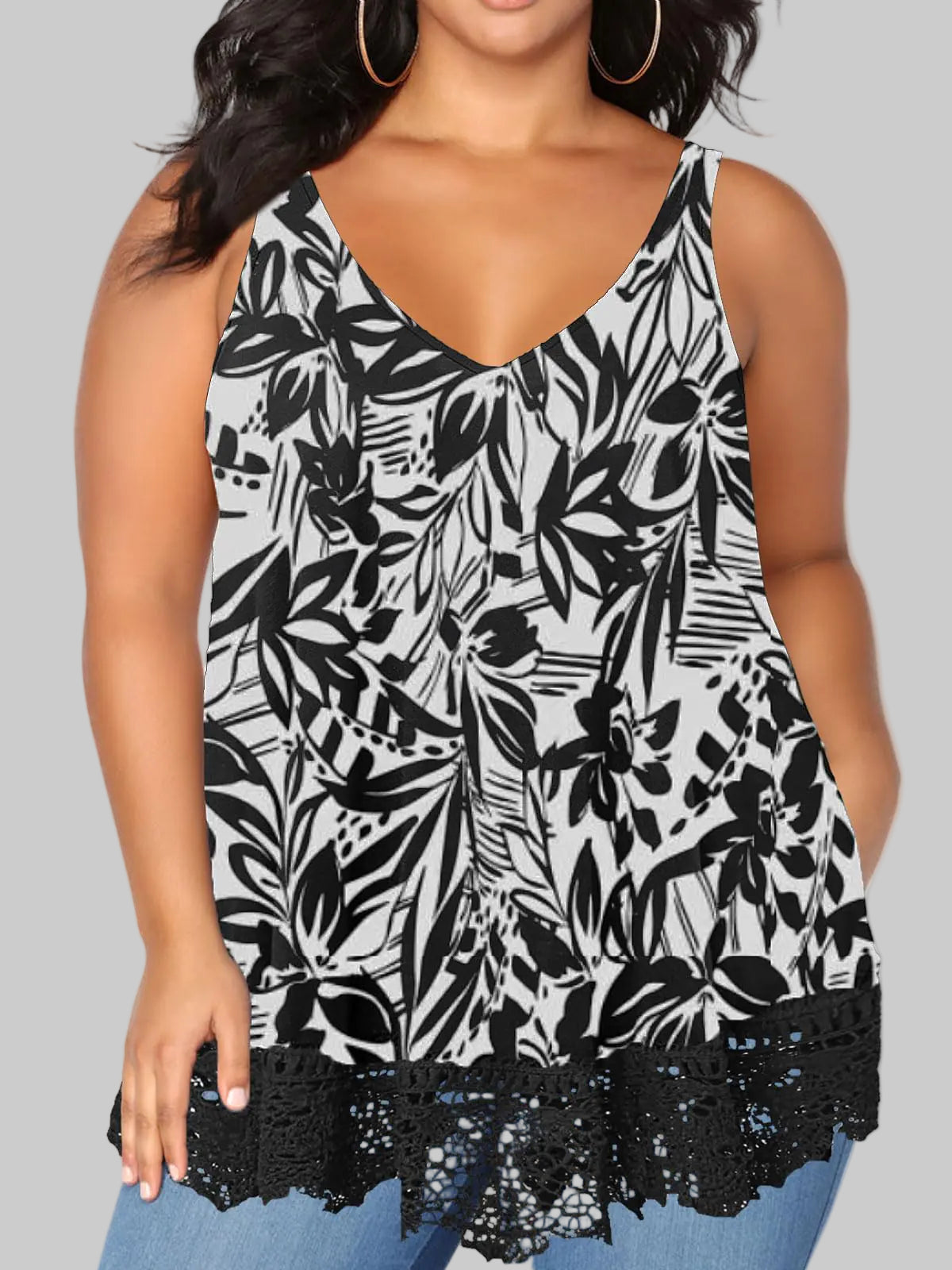 Womens Plus Size V-Neck Sleeveless Top