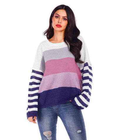 Women's Oversized Knit Striped Sweater