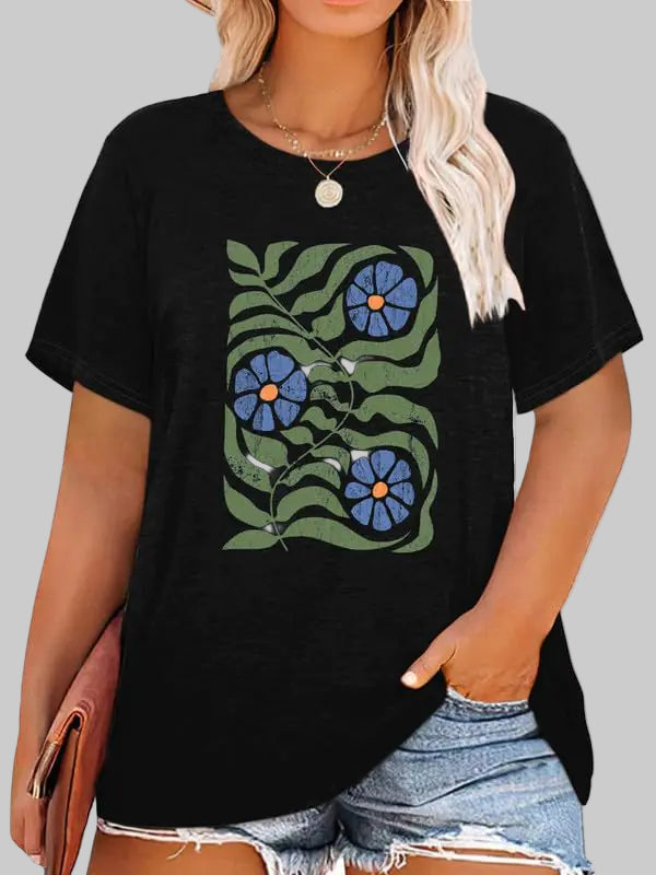 Flower Plus Size Tshirts for Women