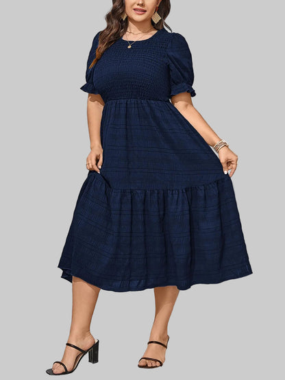 Womens Plus Size Puff Summer Dress